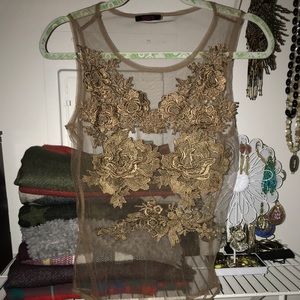 Taupe Shear Floral Bodysuit